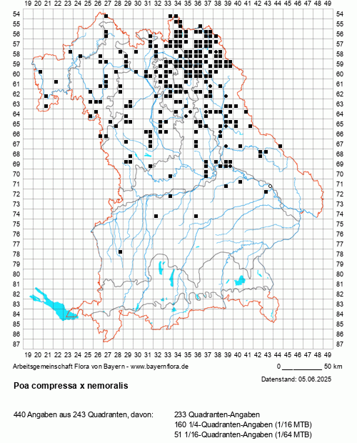 Die Verbreitungskarte zu Poa compressa x nemoralis wird geladen ...