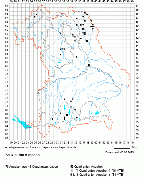 Die Verbreitungskarte zu Salix aurita x repens wird geladen ...