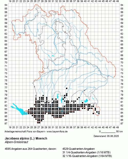 Die Verbreitungskarte zu Jacobaea alpina (L.) Moench wird geladen ...