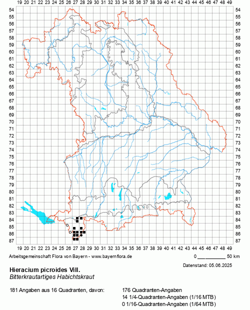 Die Verbreitungskarte zu Hieracium picroides Vill. wird geladen ...