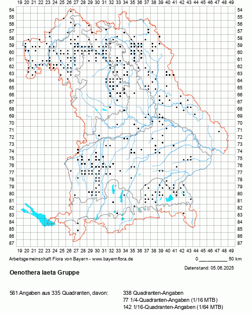 Die Verbreitungskarte zu Oenothera laeta Gruppe wird geladen ...