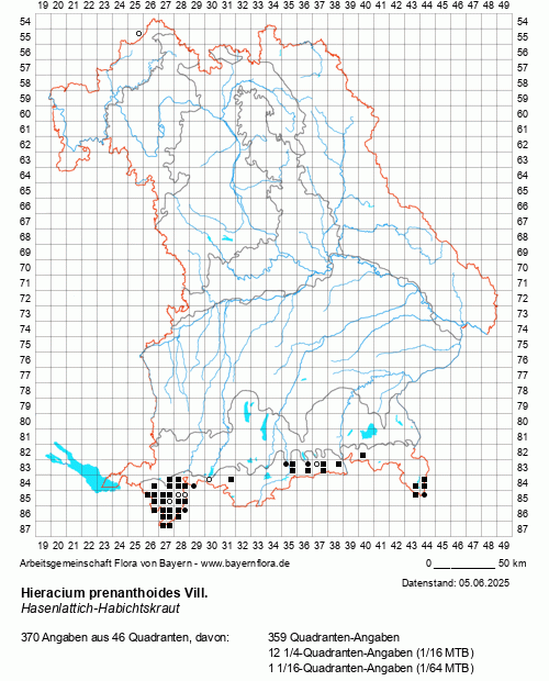 Die Verbreitungskarte zu Hieracium prenanthoides Vill. wird geladen ...