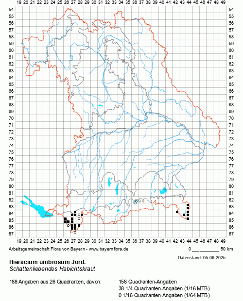 Die Verbreitungskarte zu Hieracium umbrosum Jord. wird geladen ...