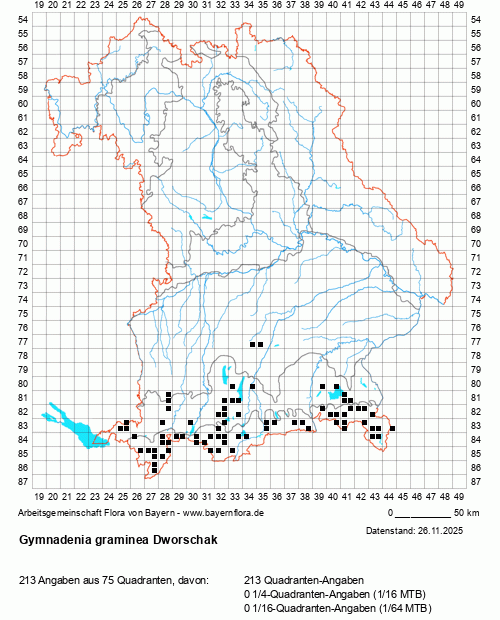 Die Verbreitungskarte zu Gymnadenia graminea Dworschak wird geladen ...