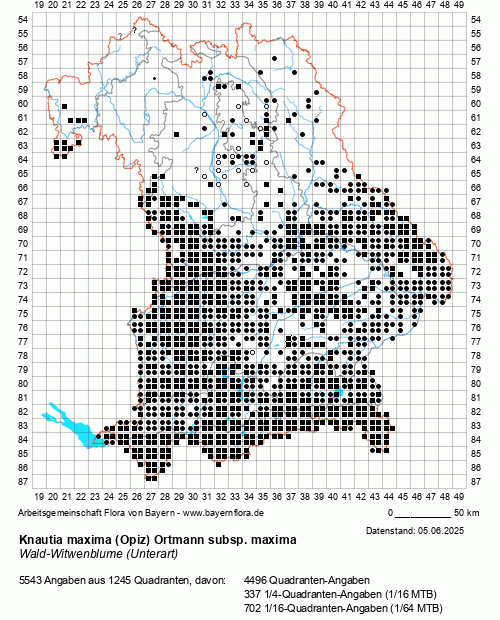Die Verbreitungskarte zu Knautia maxima (Opiz) Ortmann subsp. maxima wird geladen ...