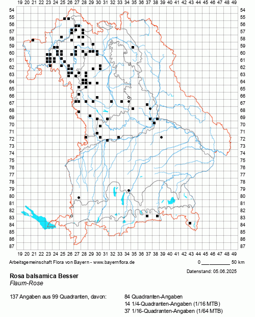 Die Verbreitungskarte zu Rosa balsamica Besser wird geladen ...