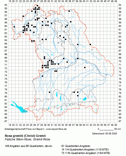 Die Verbreitungskarte zu Rosa gremlii (Christ) Gremli wird geladen ...