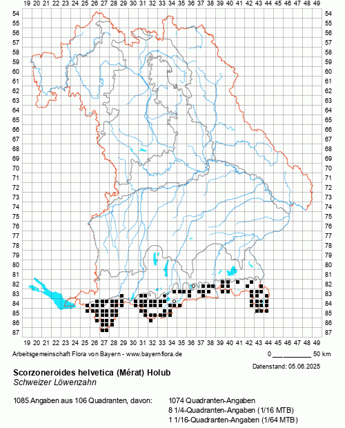 Die Verbreitungskarte zu Scorzoneroides helvetica (Mérat) Holub wird geladen ...
