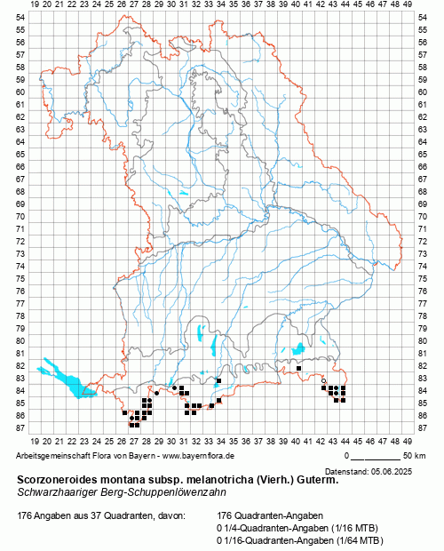 Die Verbreitungskarte zu Scorzoneroides montana subsp. melanotricha (Vierh.) Guterm. wird geladen ...