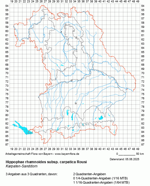 Die Verbreitungskarte zu Hippophae rhamnoides subsp. carpatica Rousi wird geladen ...