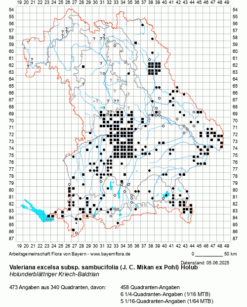 Die Verbreitungskarte zu Valeriana excelsa subsp. sambucifolia (J. C. Mikan ex Pohl) Holub wird geladen ...