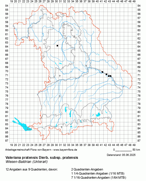 Die Verbreitungskarte zu Valeriana pratensis Dierb. subsp. pratensis wird geladen ...