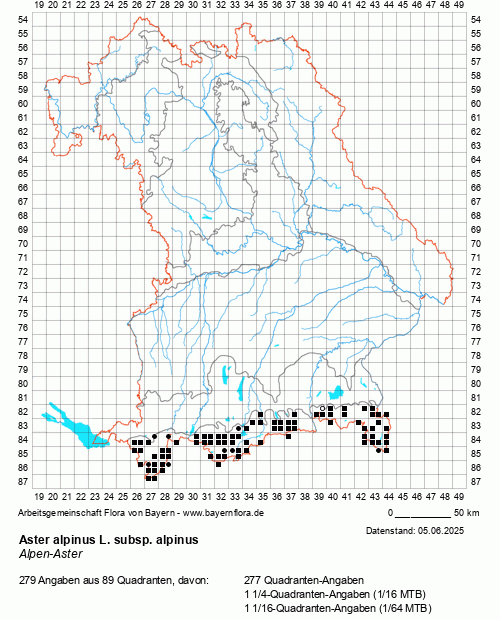 Die Verbreitungskarte zu Aster alpinus L. subsp. alpinus wird geladen ...