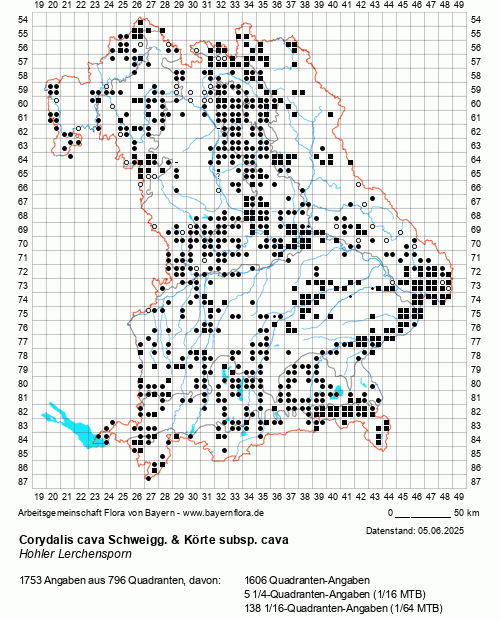 Die Verbreitungskarte zu Corydalis cava Schweigg. & Körte subsp. cava wird geladen ...