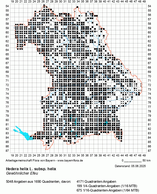 Die Verbreitungskarte zu Hedera helix L. subsp. helix wird geladen ...