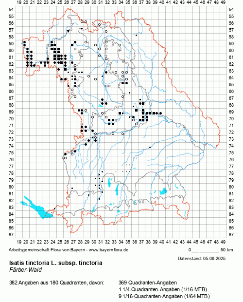 Die Verbreitungskarte zu Isatis tinctoria L. subsp. tinctoria wird geladen ...