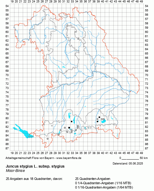 Die Verbreitungskarte zu Juncus stygius L. subsp. stygius wird geladen ...
