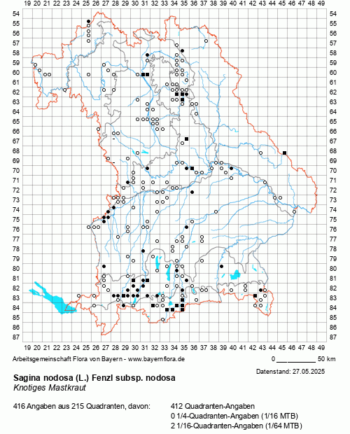 Die Verbreitungskarte zu Sagina nodosa (L.) Fenzl subsp. nodosa wird geladen ...