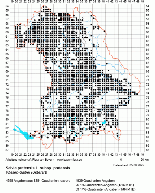 Die Verbreitungskarte zu Salvia pratensis L. subsp. pratensis wird geladen ...