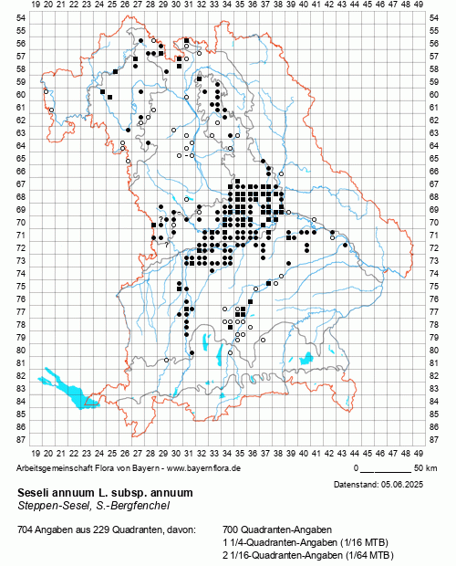 Die Verbreitungskarte zu Seseli annuum L. subsp. annuum wird geladen ...