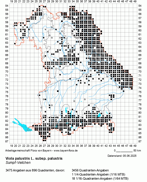 Die Verbreitungskarte zu Viola palustris L. subsp. palustris wird geladen ...