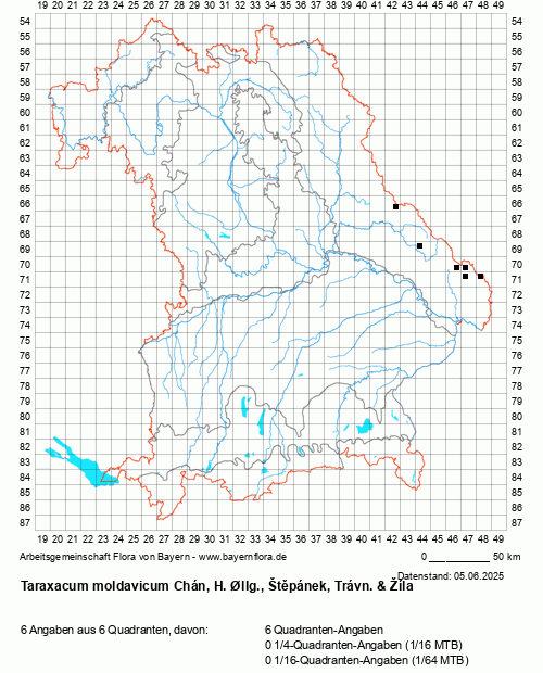 Die Verbreitungskarte zu Taraxacum moldavicum Chán, H. Øllg., Štěpánek, Trávn. & Žíla wird geladen ...