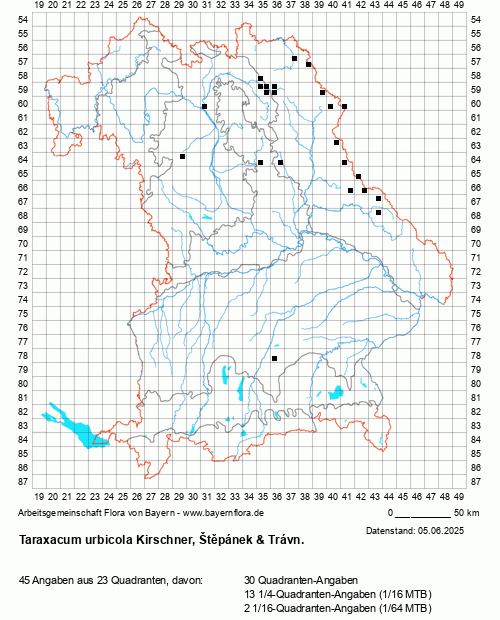 Die Verbreitungskarte zu Taraxacum urbicola Kirschner, Štěpánek & Trávn. wird geladen ...