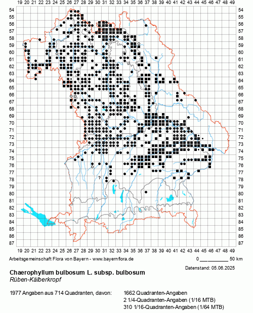 Die Verbreitungskarte zu Chaerophyllum bulbosum L. subsp. bulbosum wird geladen ...