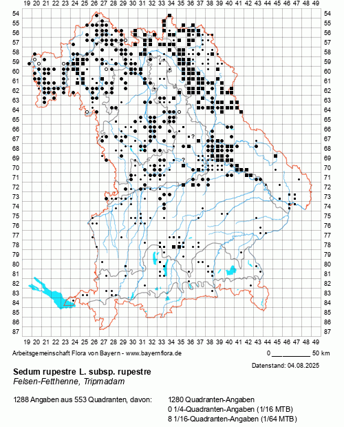 Die Verbreitungskarte zu Sedum rupestre L. subsp. rupestre wird geladen ...