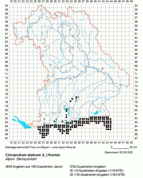 Die Verbreitungskarte zu Clinopodium alpinum (L.) Kuntze wird geladen ...