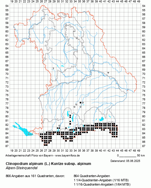 Die Verbreitungskarte zu Clinopodium alpinum (L.) Kuntze subsp. alpinum wird geladen ...