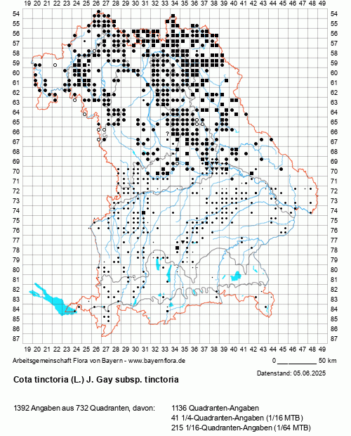 Die Verbreitungskarte zu Cota tinctoria (L.) J. Gay subsp. tinctoria wird geladen ...