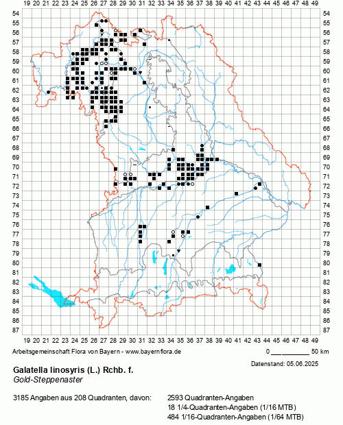 Die Verbreitungskarte zu Galatella linosyris (L.) Rchb. f. wird geladen ...