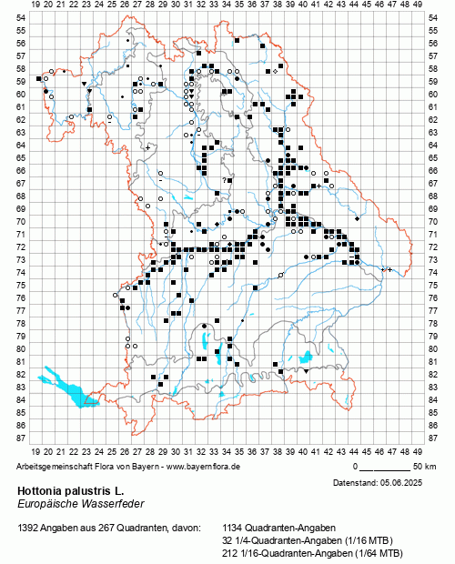 Die Verbreitungskarte zu Hottonia palustris L. wird geladen ...