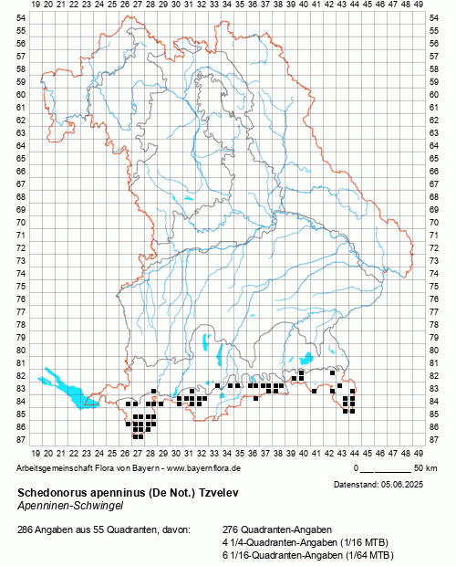 Die Verbreitungskarte zu Schedonorus apenninus (De Not.) Tzvelev wird geladen ...