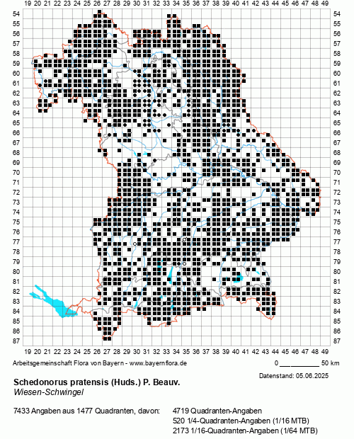 Die Verbreitungskarte zu Schedonorus pratensis (Huds.) P. Beauv. wird geladen ...