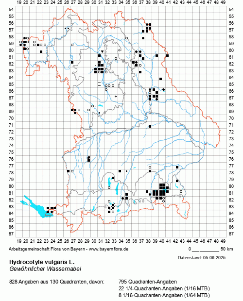 Die Verbreitungskarte zu Hydrocotyle vulgaris L. wird geladen ...