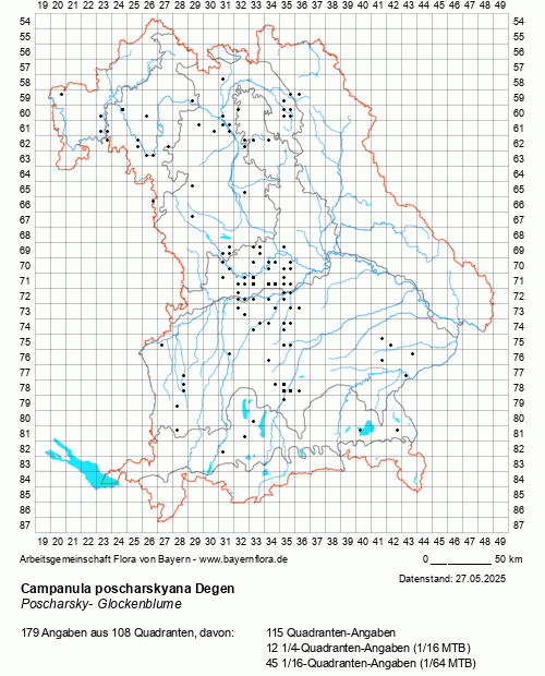 Die Verbreitungskarte zu Campanula poscharskyana Degen wird geladen ...