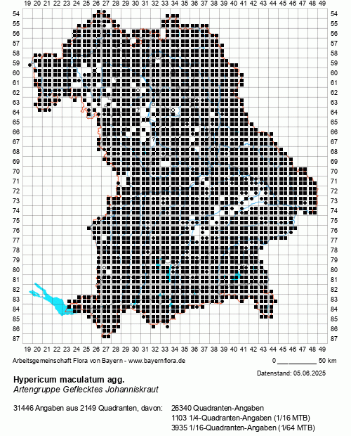 Die Verbreitungskarte zu Hypericum maculatum agg. wird geladen ...