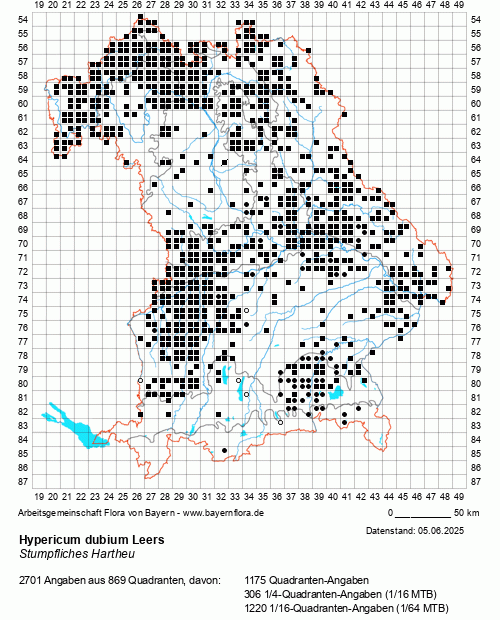 Die Verbreitungskarte zu Hypericum dubium Leers wird geladen ...