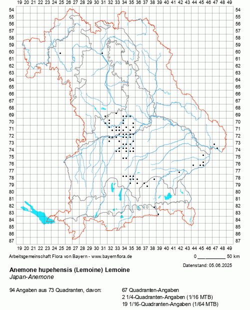 Die Verbreitungskarte zu Anemone hupehensis (Lemoine) Lemoine wird geladen ...