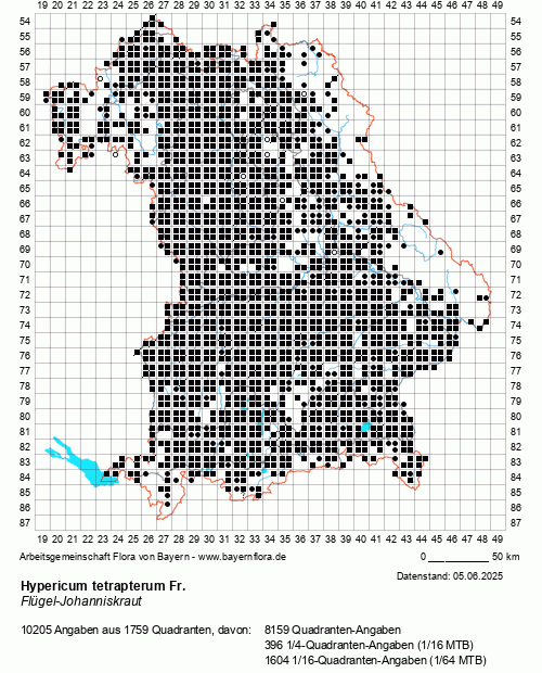 Die Verbreitungskarte zu Hypericum tetrapterum Fr. wird geladen ...