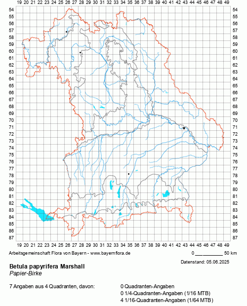 Die Verbreitungskarte zu Betula papyrifera Marshall wird geladen ...