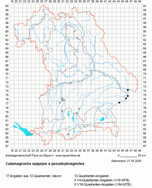 Die Verbreitungskarte zu Calamagrostis epigejos x pseudophragmites wird geladen ...