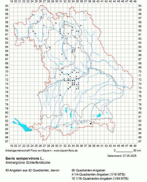 Die Verbreitungskarte zu Iberis sempervirens L. wird geladen ...