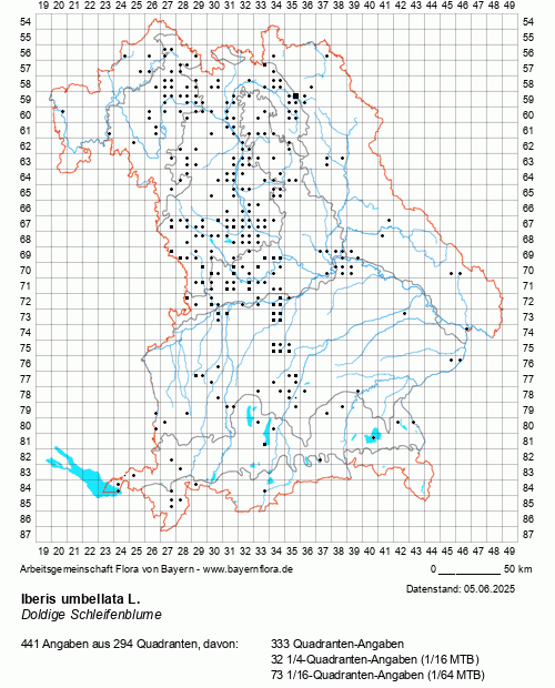 Die Verbreitungskarte zu Iberis umbellata L. wird geladen ...