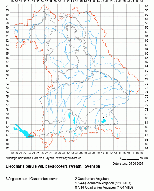 Die Verbreitungskarte zu Eleocharis tenuis var. pseudoptera (Weath.) Svenson wird geladen ...