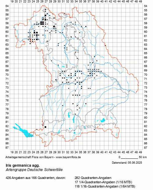 Die Verbreitungskarte zu Iris germanica agg. wird geladen ...