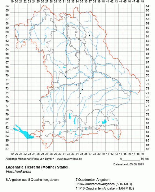 Die Verbreitungskarte zu Lagenaria siceraria (Molina) Standl. wird geladen ...