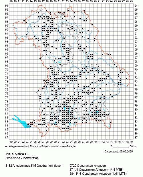 Die Verbreitungskarte zu Iris sibirica L. wird geladen ...